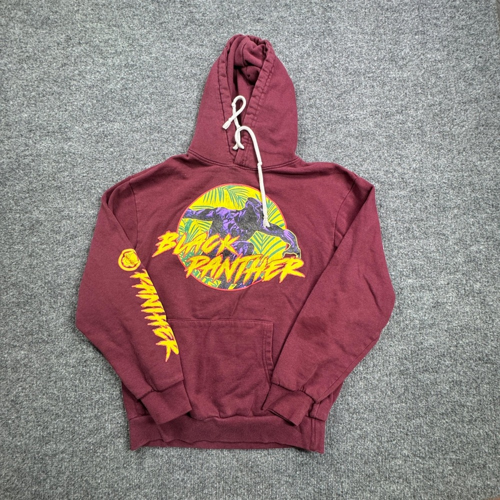 Marvel Black Panther Hoodie Mens Small Maroon Graphic Pullover T'Challa Avengers